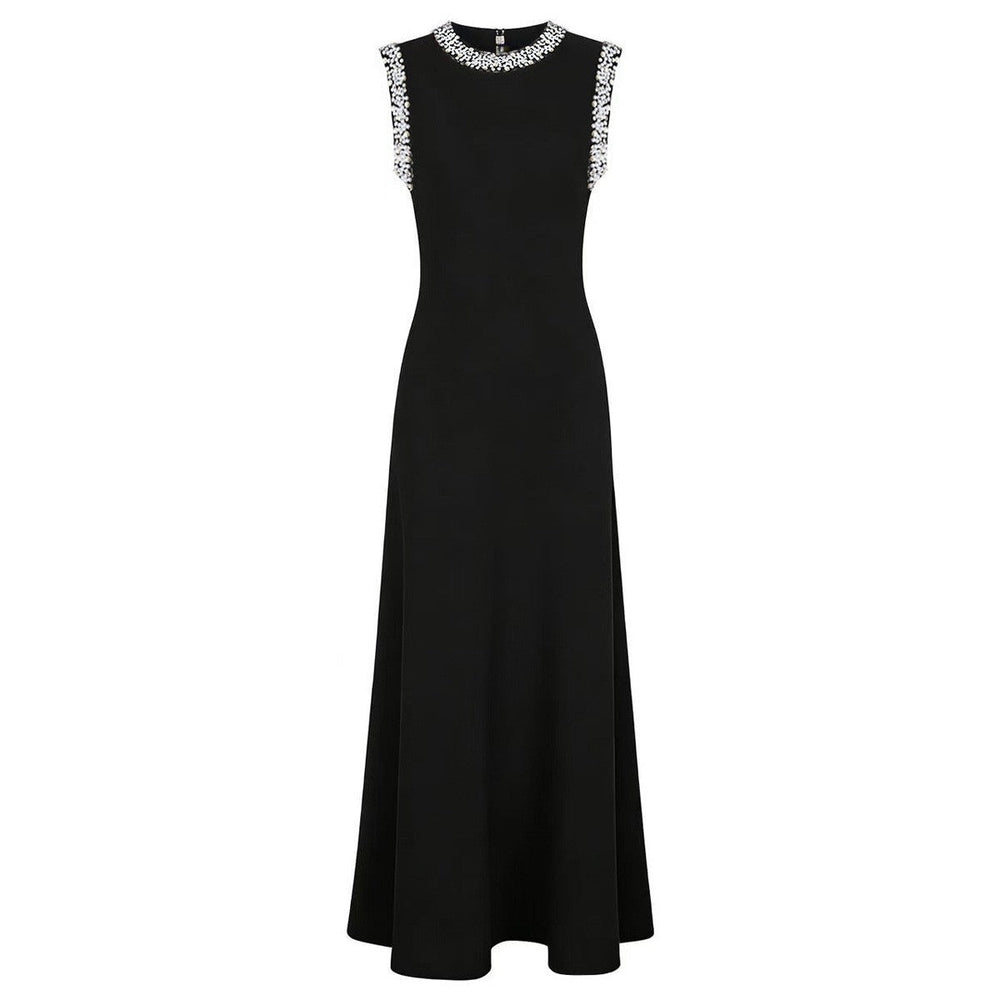 Summer Ladies Internet Popular Slim-Fitting Slimming Rhinestone Sleeveless Maxi Dress Women
