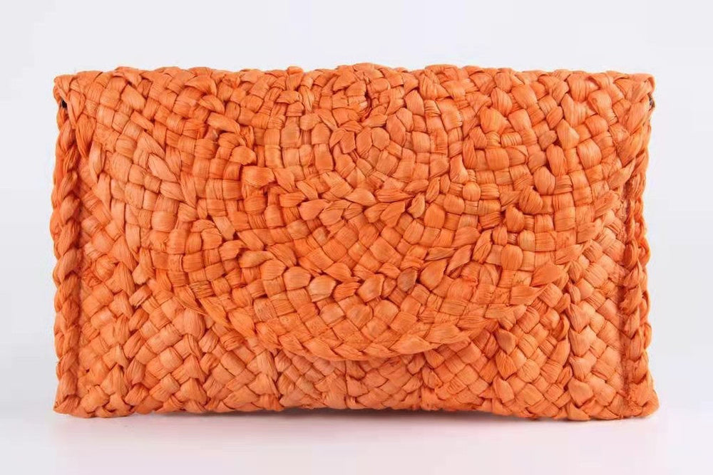 Corn Husk Straw Bag Clutch Women Large Capacity Clutch Hand-Woven Bag Mobile Phone Bag Coin Purse Japanese Korean
