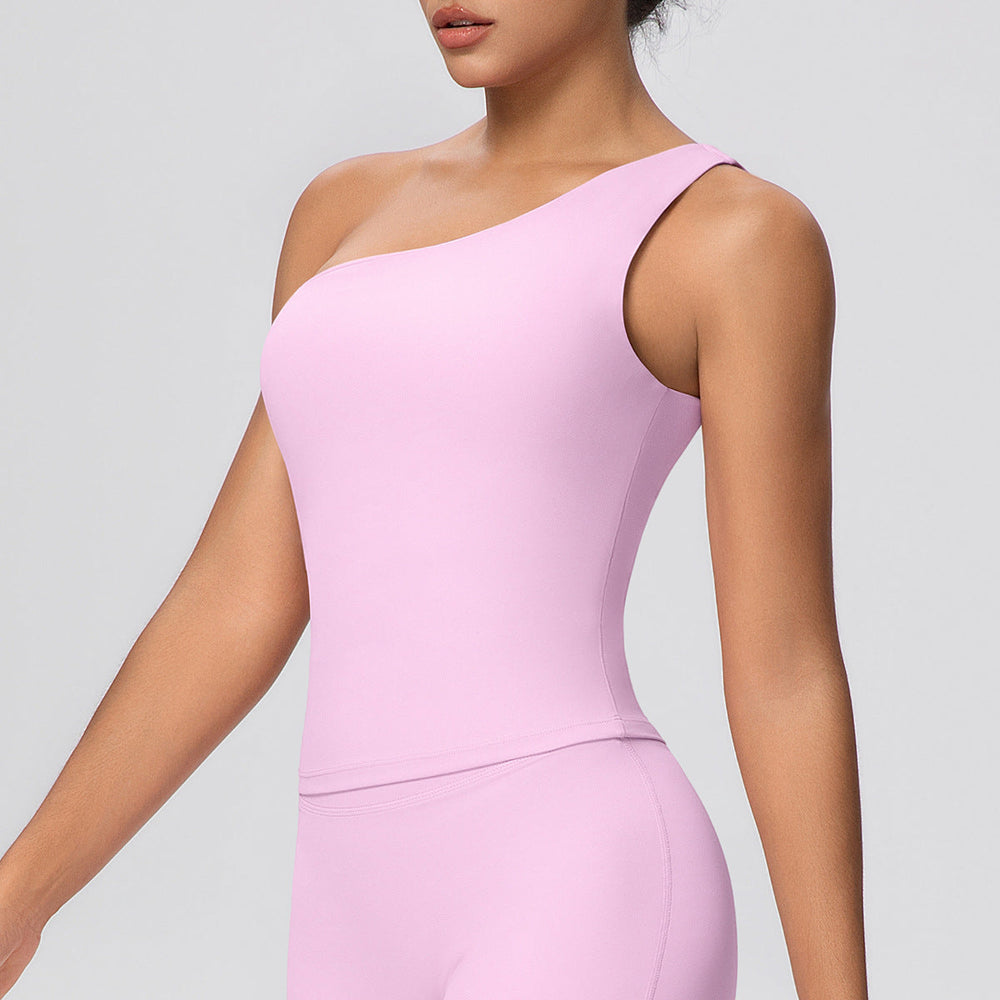 Cloud Sense Oblique One Shoulder Waist Yoga Clothes Sports Back Shaping Quick Drying Slim Fit Shaping Underwear Running Workout Vest