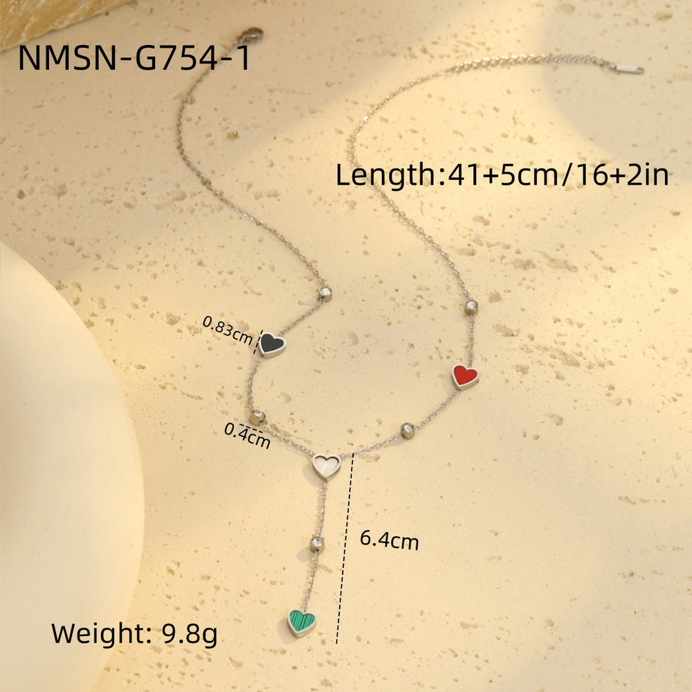 Light Luxury Minority Necklace High Grade Tassel Heart Clavicle Chain Heart Shaped Stainless Steel Necklace Neck Accessories Women