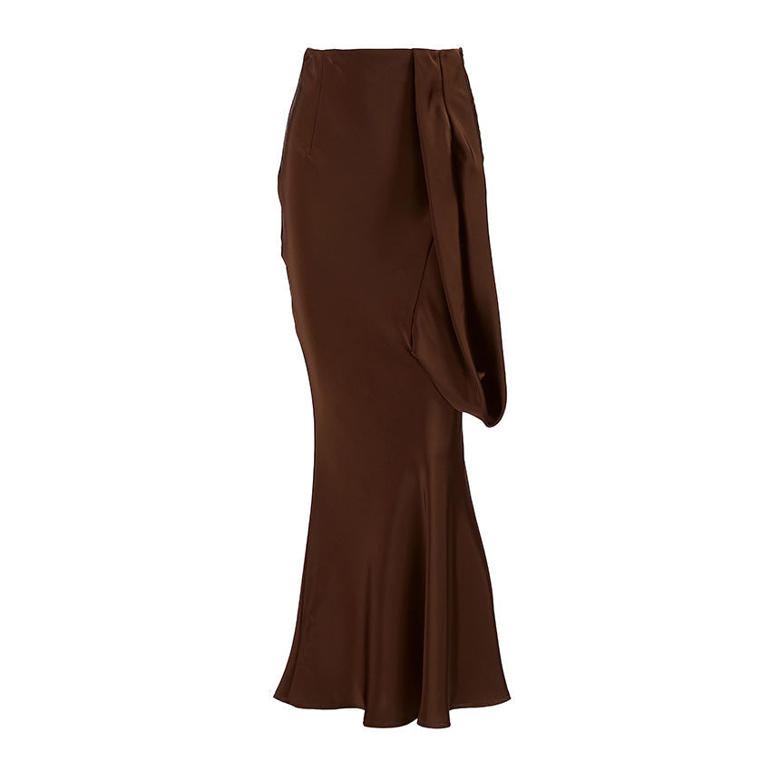 Niche Women Hollow Out Cutout out Design Irregular Asymmetric High Waist Slim Fit Sexy Skirt Fishtail Skirt