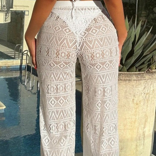 Women Blouse Mesh Plaid Sexy Beach Pants