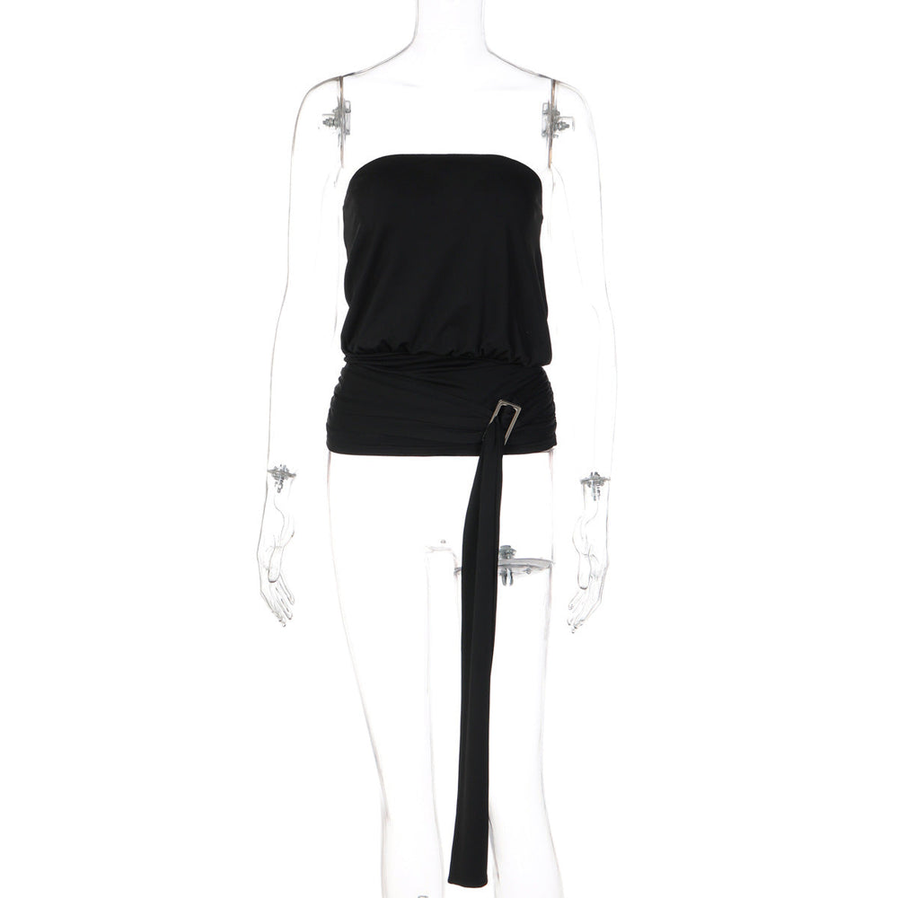 Sexy Tube Top Women Summer Sexy Slim Waist Ribbon Top Women