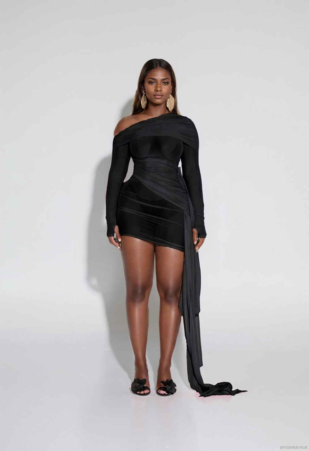 Spring Summer Women Wear Off Neck Design Sexy Pleated Dress Dopamine Sexy