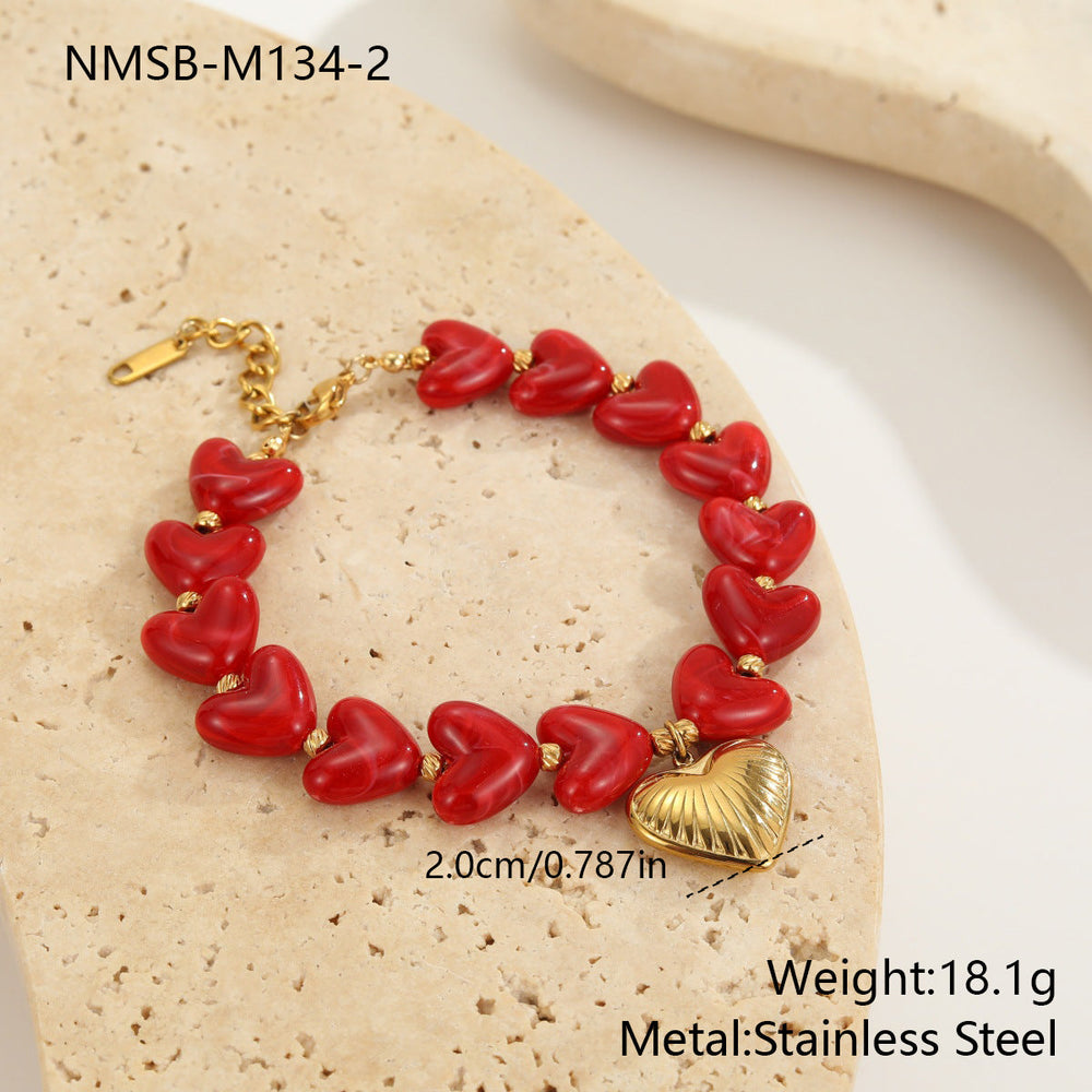 Valentine Day Jewelry Set Red Rose Bracelet Necklace High Grade Valentine Day Gift for Girlfriend
