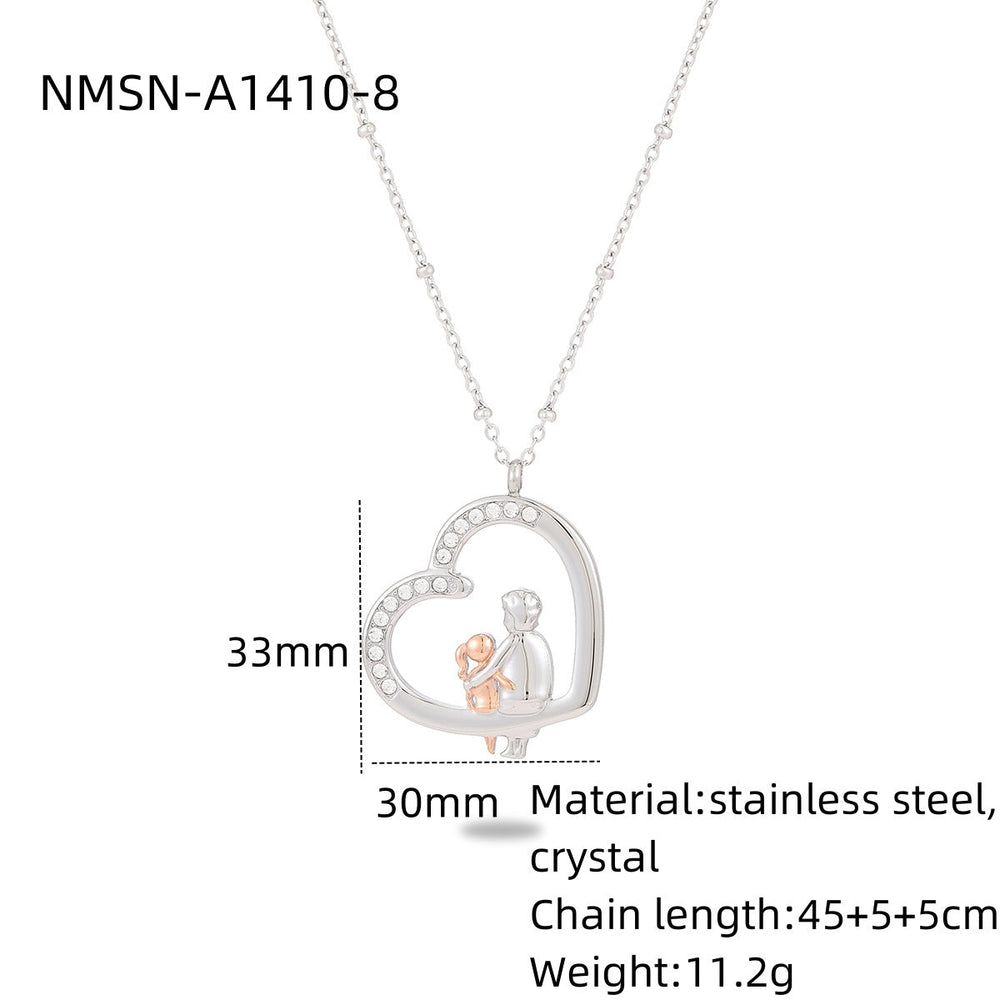 Heart Shape with Diamond Titanium Steel Necklace Women Creative Stainless Steel Embellished