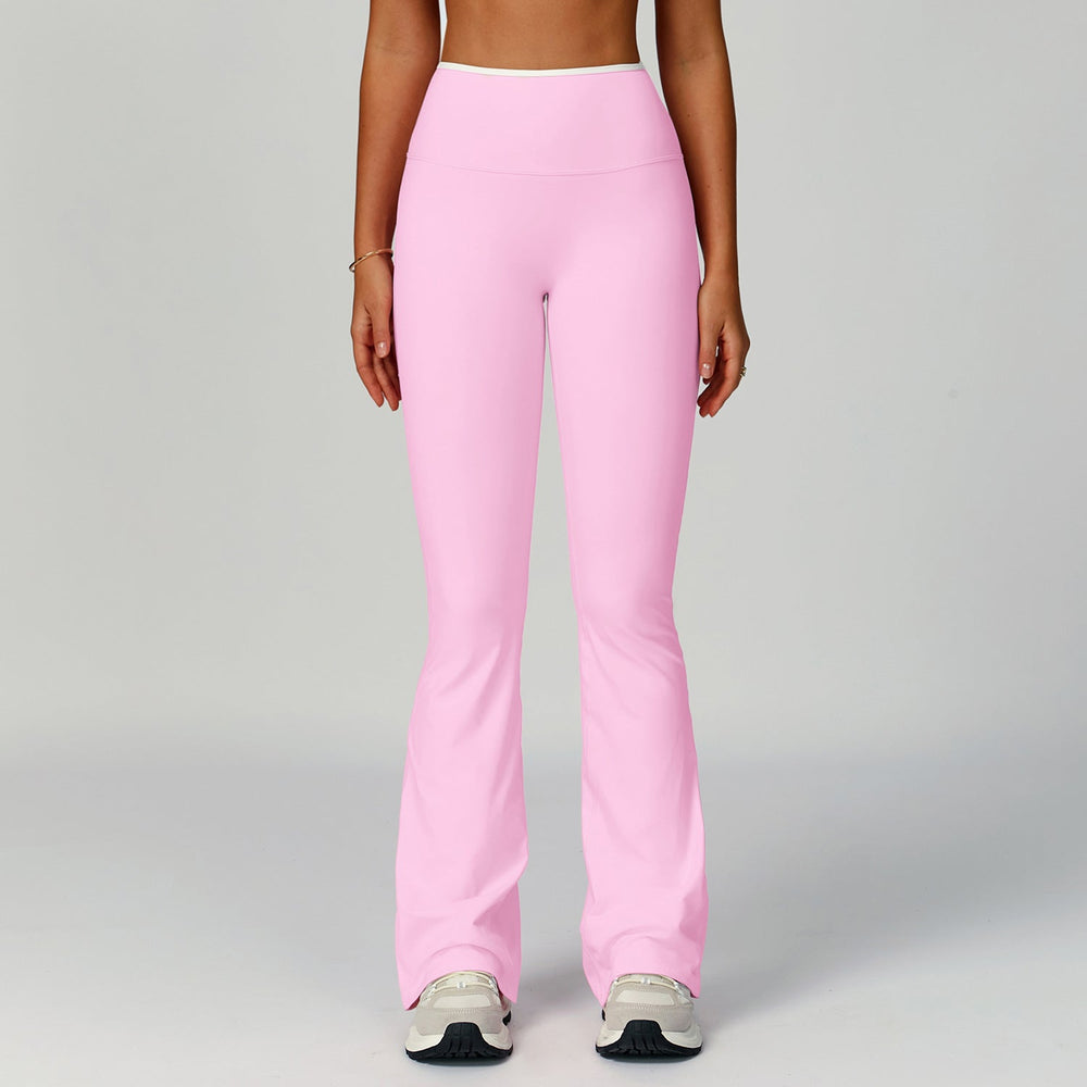 Nude Feel Sports Bell Bottom Pants Contrast Color High Waist Quick-Drying Wide Leg Trousers Sports Running Fitness Bootcut Trousers