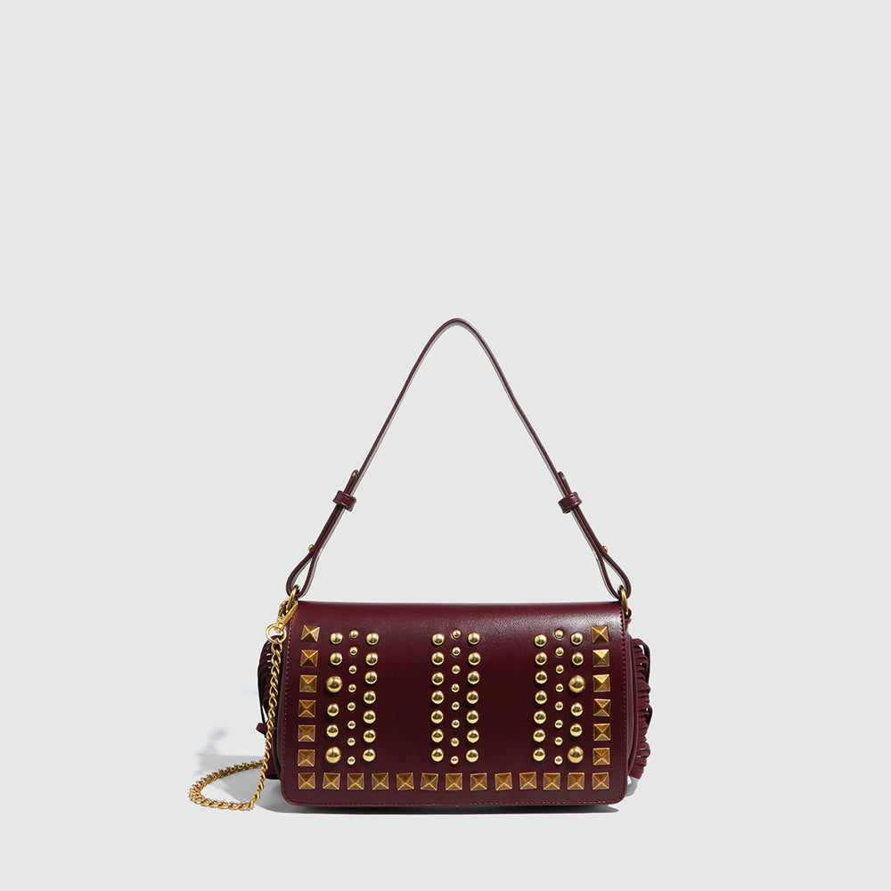 Women Bag Rivet Bag Retro Tassel Rivet Bag Adjustable Shoulder Crossbody Women Bag