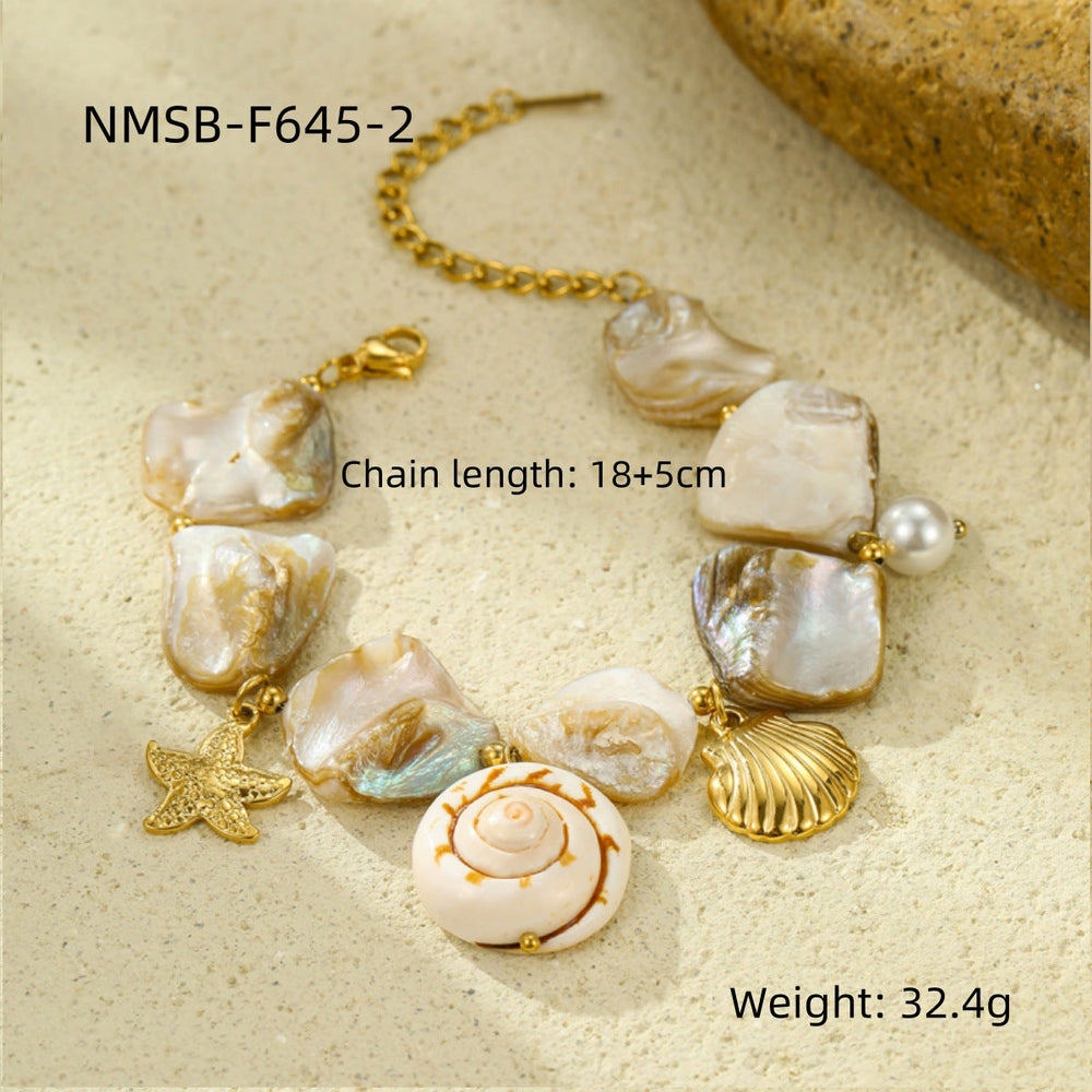 Ocean Series Beach Vacation Necklace Bracelet Earrings Shell Starfish Stainless Steel Summer Ornament