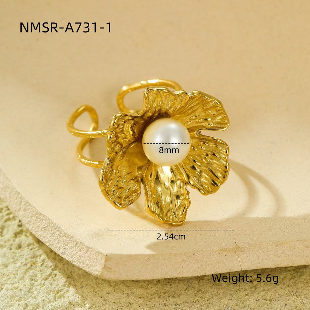 Stainless Steel Ring Exaggerated Irregular Asymmetric Geometric Abstract Plated 18K Gold Titanium Steel Ring Bracelet