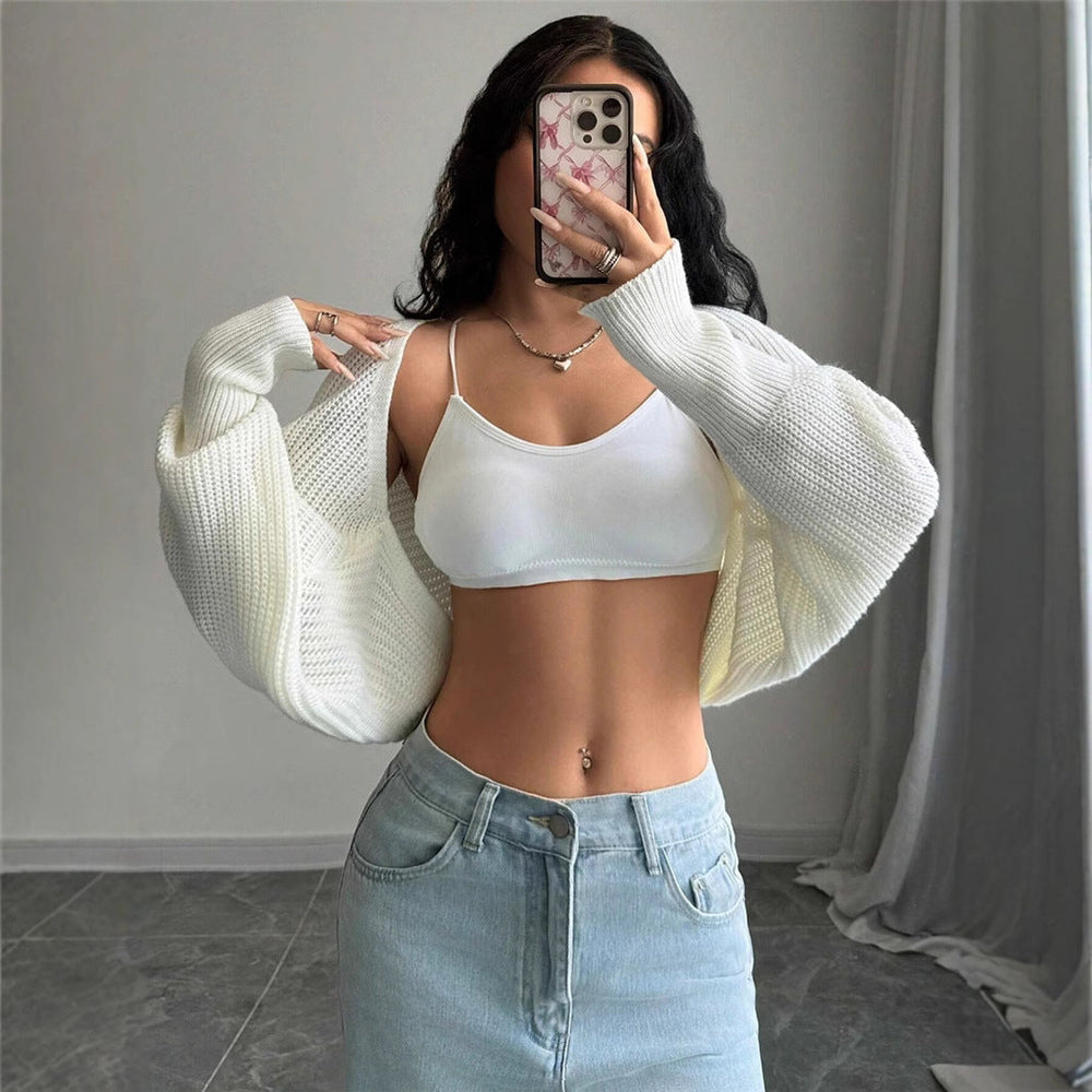 Loose All Match Knitted Cardigan Short Sweater Inverness