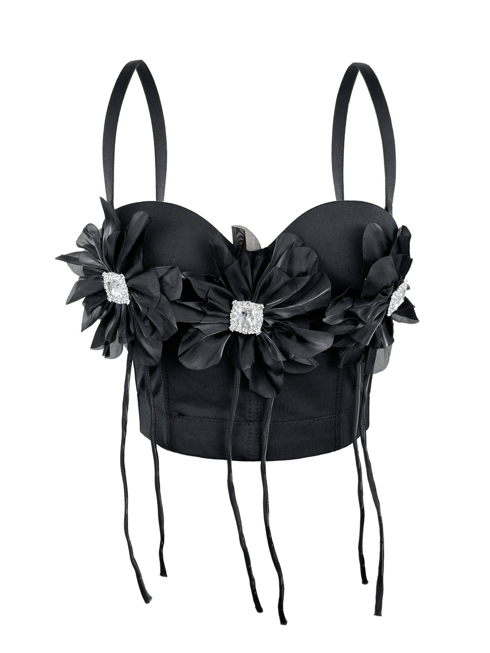 Handmade Floral Rhinestone Boning Corset Bra Slimming Slim Fit with Brassiere Pad Camisole Pure Want to Wear Boning Corset Top for Women