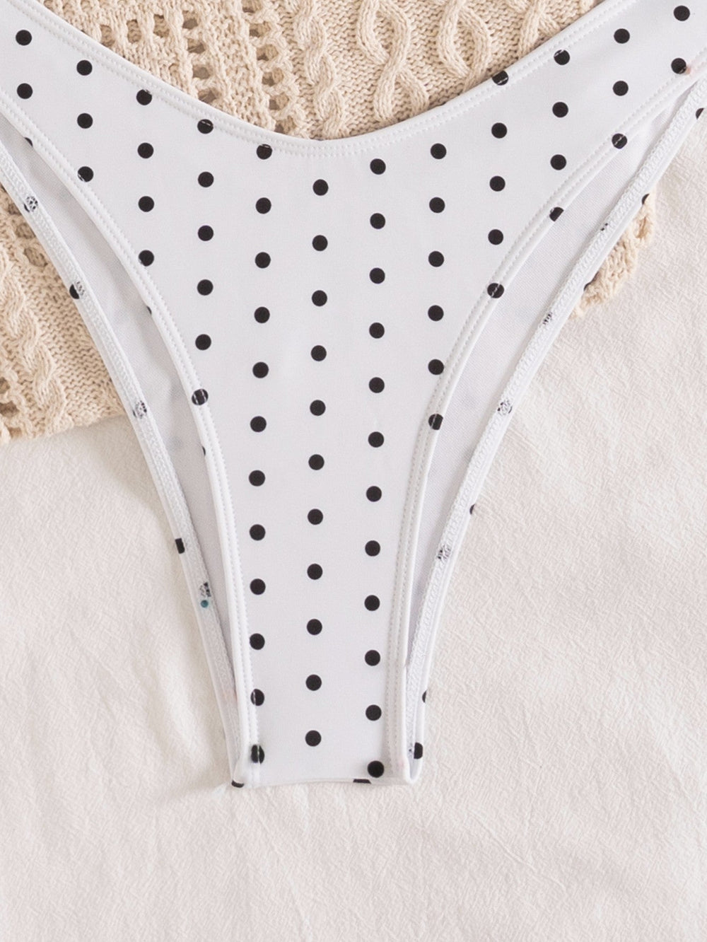 Black White Polka Dot Fresh Advanced Hollowed out Detachable Shoulder Strap Split Bikini