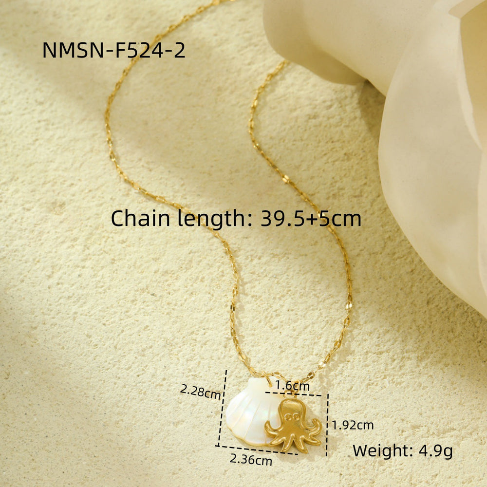 Niche Design Shell Beach Ocean Series Embellished Necklace Starfish Dolphin Clavicle Chain