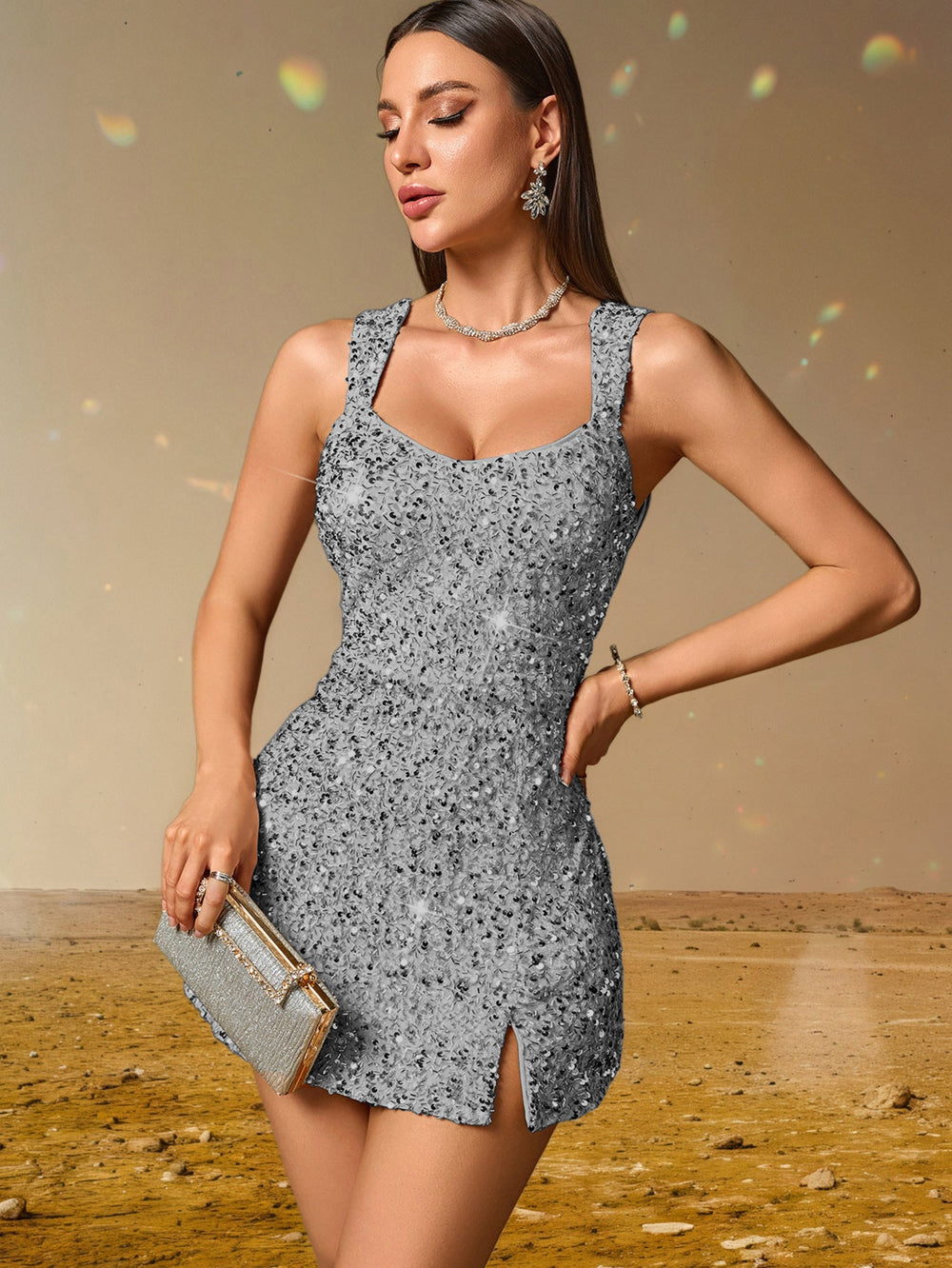 Sexy Sequined Cami Dress Women Clothing Birthday Party Dress