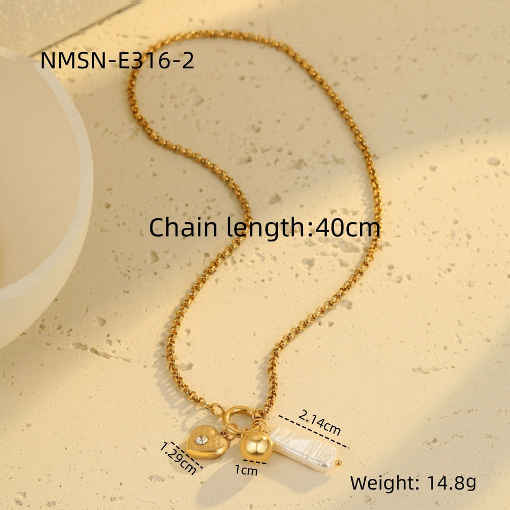 Necklace Bracelet Diamond Embedded Love Embellished Necklace Light Luxury Minority Advanced Stainless Steel Bracelet Women