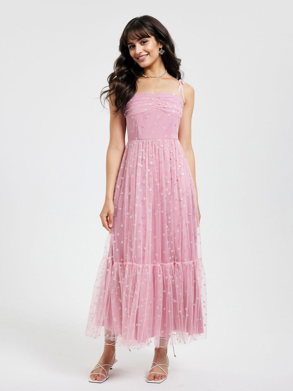 Graceful Summer Mesh High Waist Tied Dress