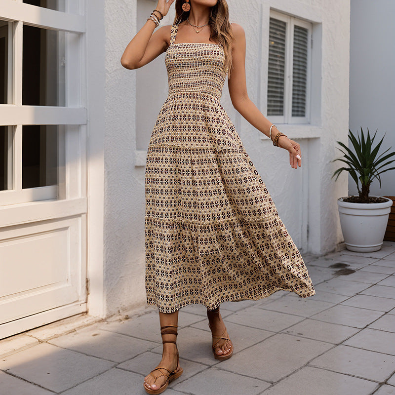 Summer Smocking Swing Sling Dress
