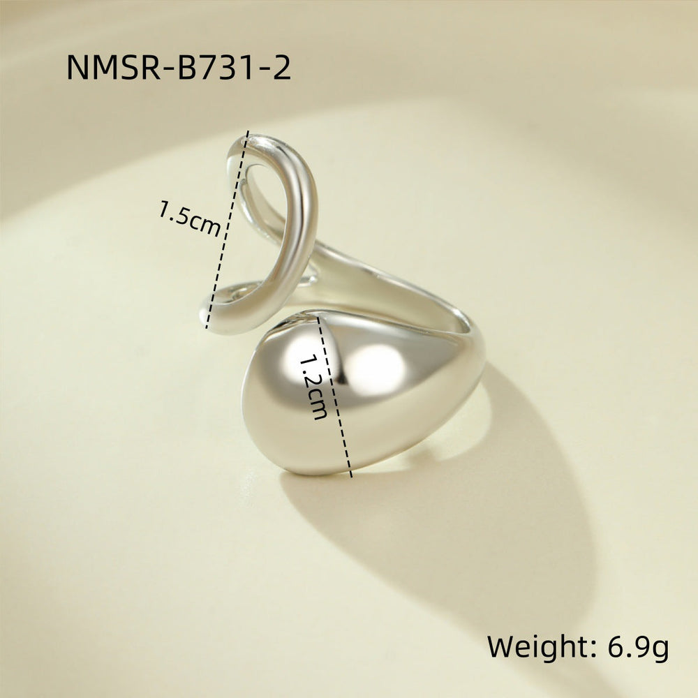 Niche High Grade Stainless Steel Ring Geometric Abstract Open Irregular Asymmetric Non Fading Titanium Steel Ring Ornament