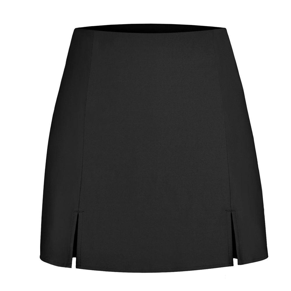 Double Slit Casual Pantskirt Thin Coat with Zip High Waist Short Pantskirt