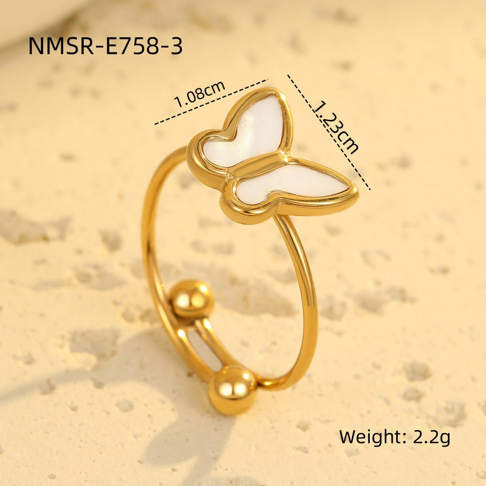 Shell Butterfly Necklace Jewelry Set Women Clavicle Chain Non Fading Ear Stud Ring