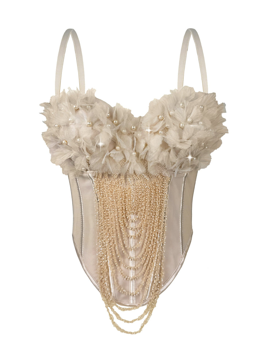 Arrival Handmade Floral Tassel Suspender Vest Sexy Backless Tube Top Outer Wear Boning Corset Corset Body Shaping