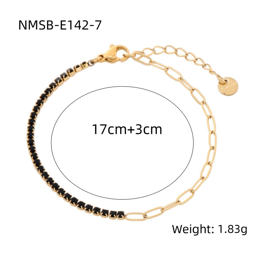 Arrival Rainbow Color Fine Diamond Titanium Steel Bracelets Women Exquisite Small Qiaoyi Row Full Diamond Stainless Steel Jewelry