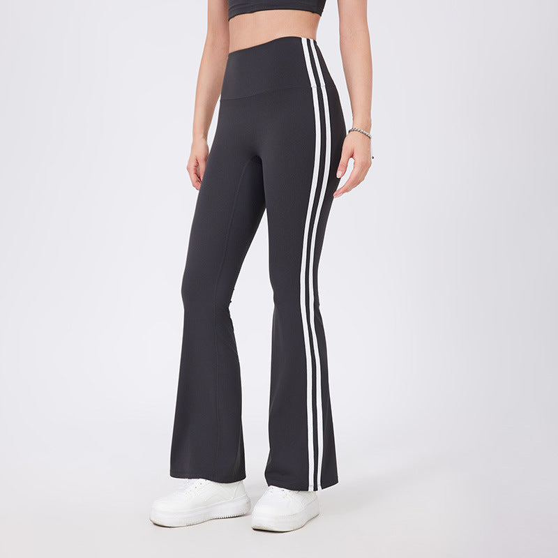 High Waist Yoga Pants Sexy Running Sports Peach Hip Raise Fitness Pants Nude Feel Stretch Flared Pants