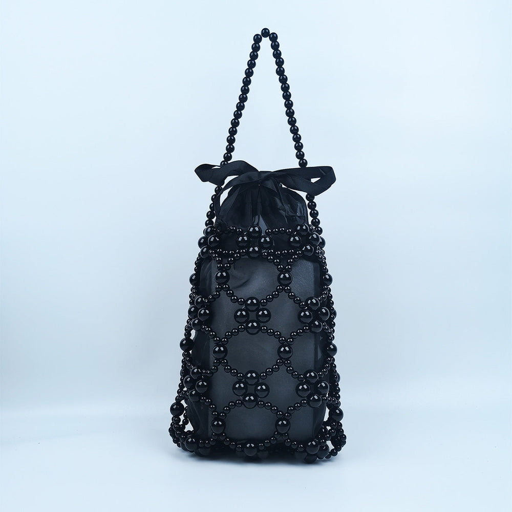 Fashionable Western Small Carrying Bag Beads Bag Silver Beads Bag Solid Color Hollow Out Cutout Bag Handbags
