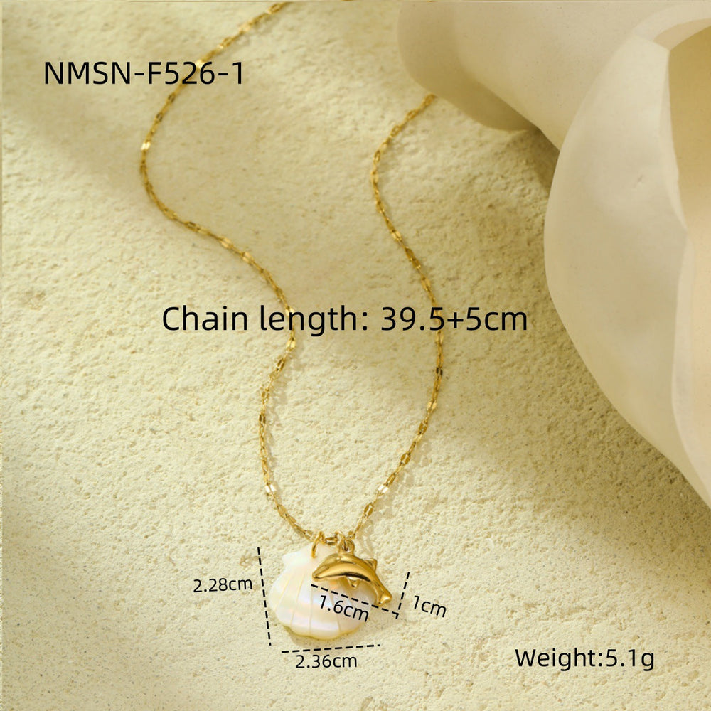 Niche Design Shell Beach Ocean Series Embellished Necklace Starfish Dolphin Clavicle Chain