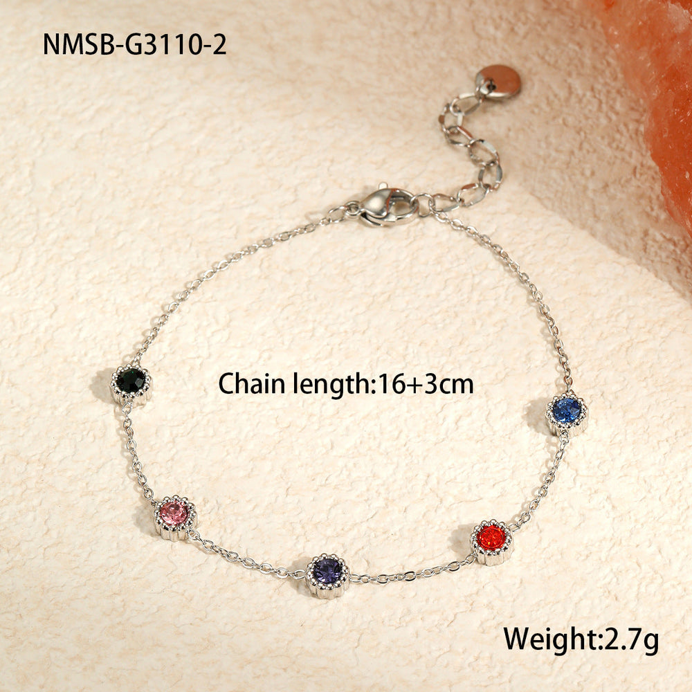 Bracelet Light Luxury High Grade Inlaid Color Zircon Titanium Steel Bracelet Girlfriends Women Non Fading Hand Jewelry
