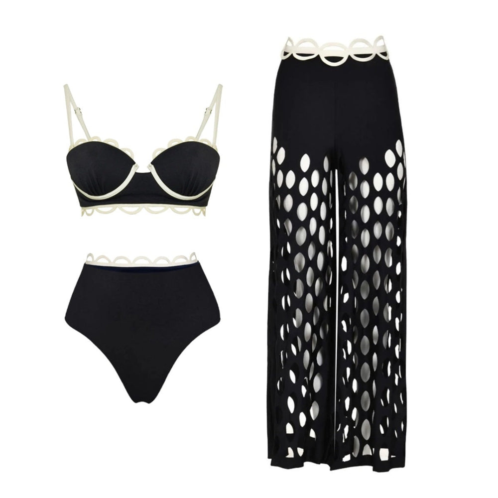 Swimsuit Black Niche High Grade Hollow Out Cutout Beach Pants One Piece Swimsuit Set Women