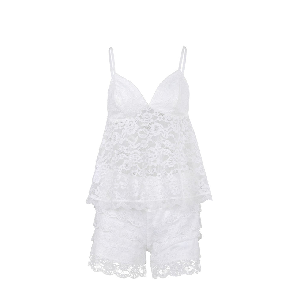 Solid Color Lace Beauty Back Camisole Lace Shorts Two Piece Pajamas Women Summer Home Wear
