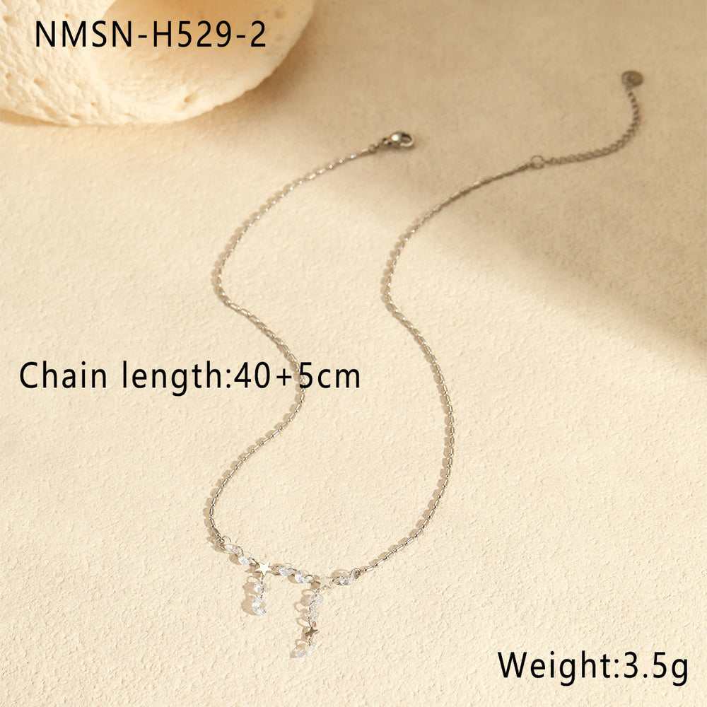 Exquisite Tassel High Grade Stainless Steel Necklace Plated 18 Real Gold Inlaid Zircon All Match Clavicle Chain