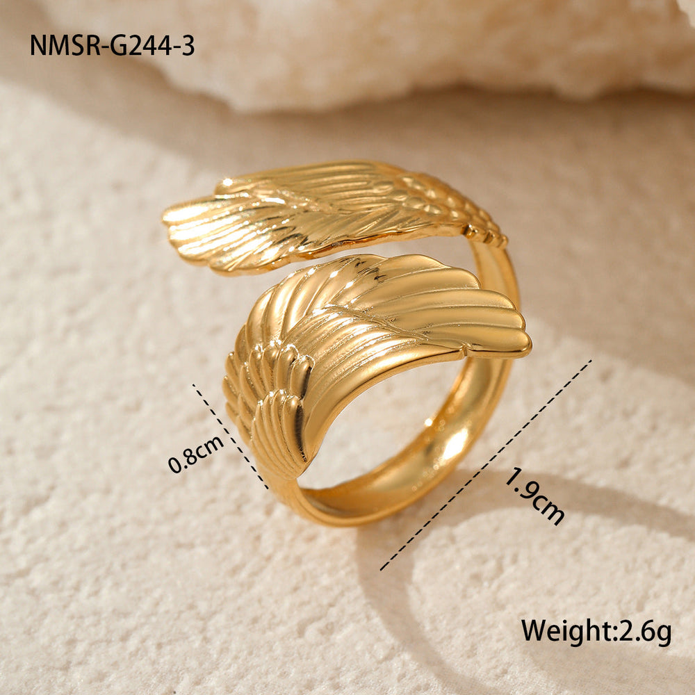 Fashionable Trendy Cool Design Stainless Steel Ring 18K Gold Simple Advanced French Finger Ring Jewelry