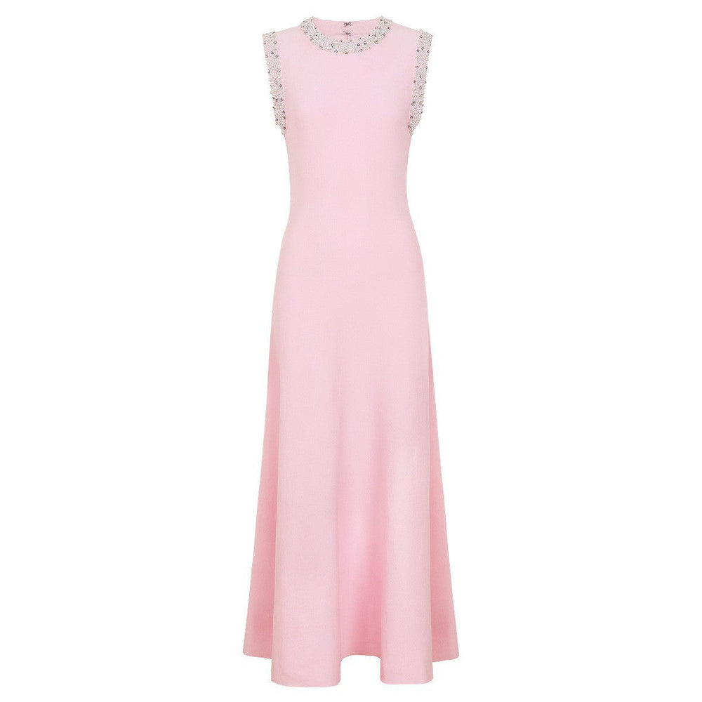 Summer Ladies Internet Popular Slim-Fitting Slimming Rhinestone Sleeveless Maxi Dress Women