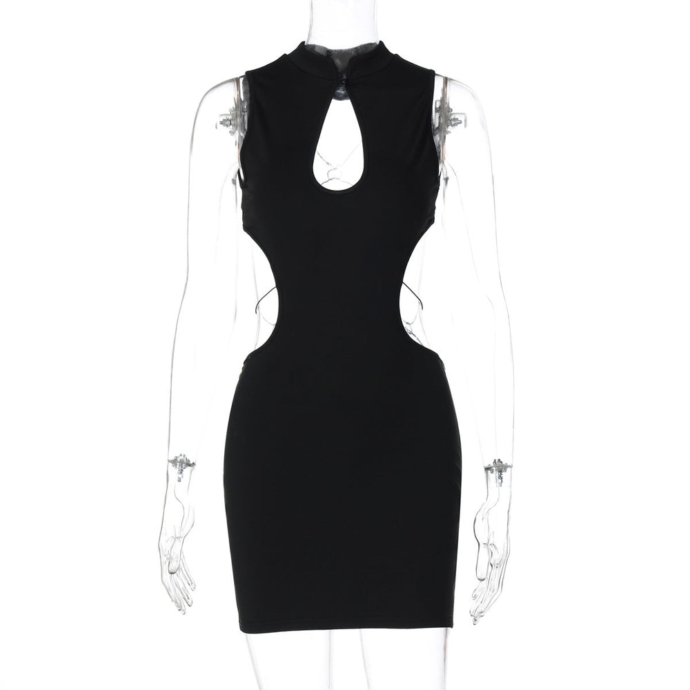 Street Sexy Hollow Out Cutout Backless Stitching Butterfly Metal Decoration Short Sexy Dress