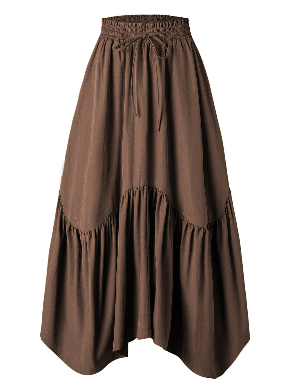 Women Wave Lace up Adjustable Skirt High Waist Elastic Large Swing Skirt Retro Long Skirt