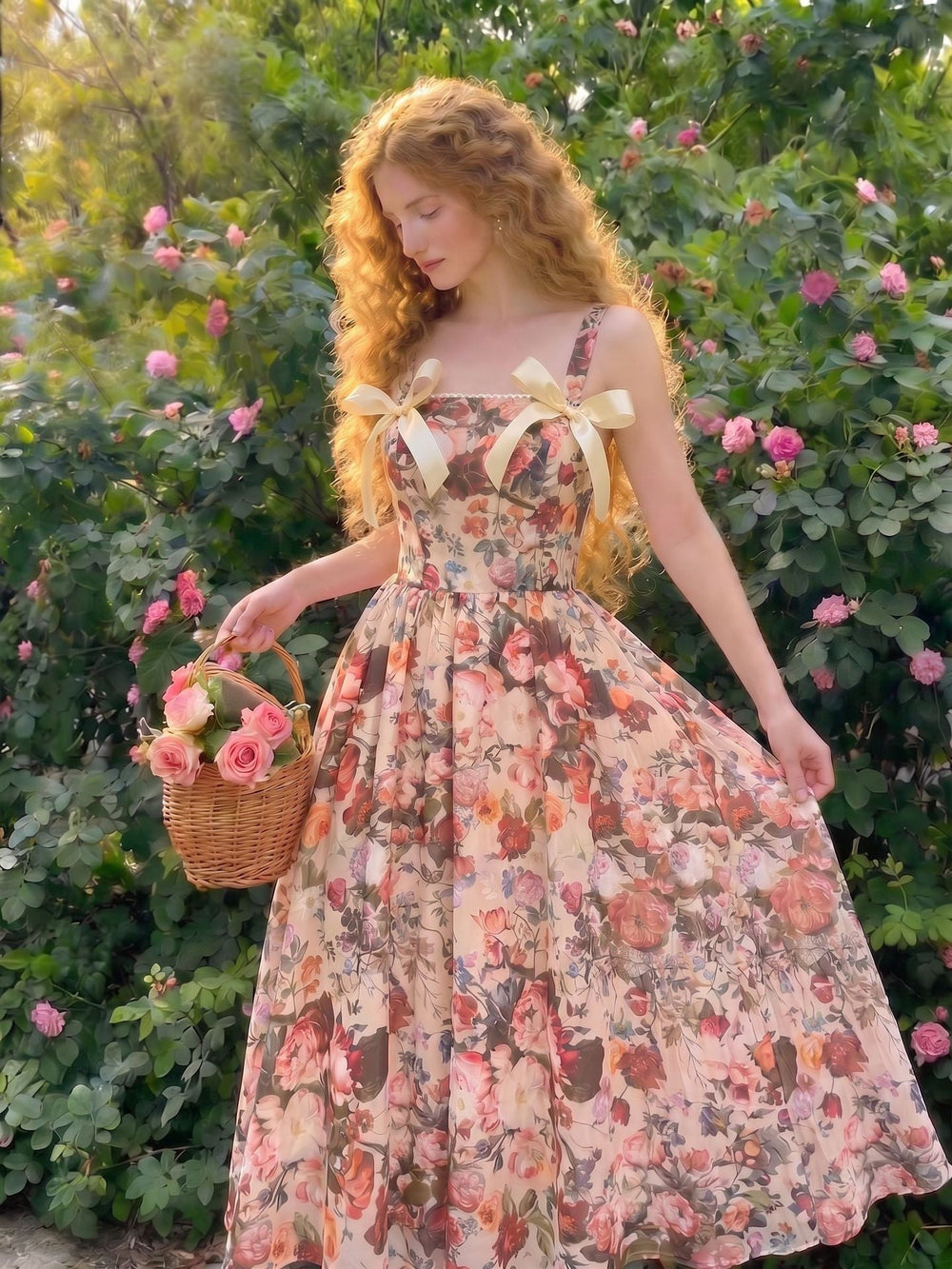 Loose Lazy Small Strapless Sexy Strap Dress Summer Korean Texture Floral Dress