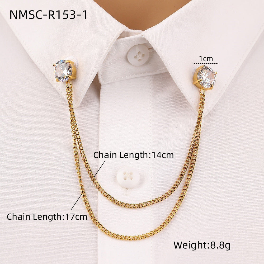 Arrival Square Zircon Stainless Steel Collar Pin High Grade Shirt Neckline Decorative Jewelry