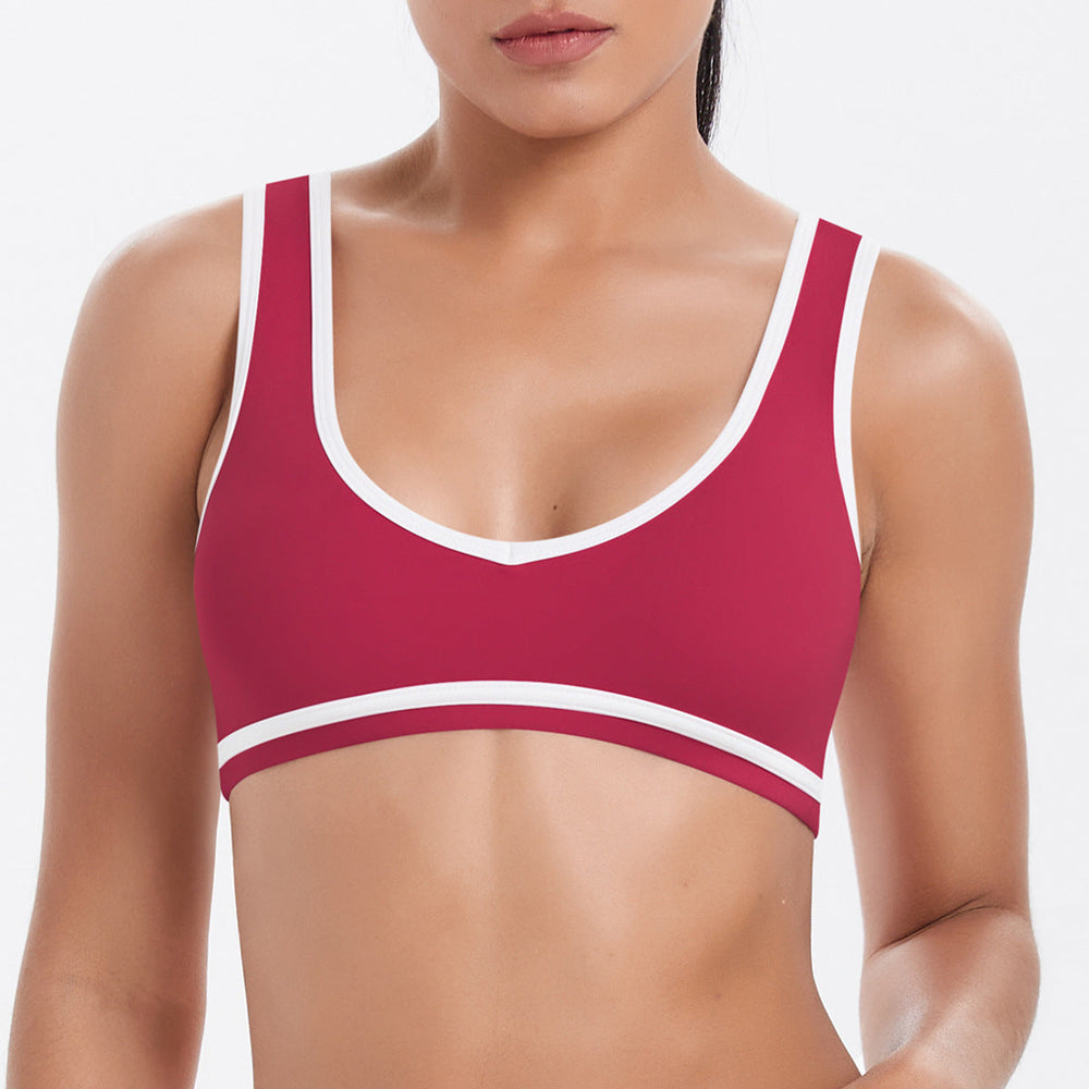 Tight Nude Feel Contrast Color Sports Back Shaping Women Backless Yoga Bra Tennis Workout Clothes Outer Wear Sports Top