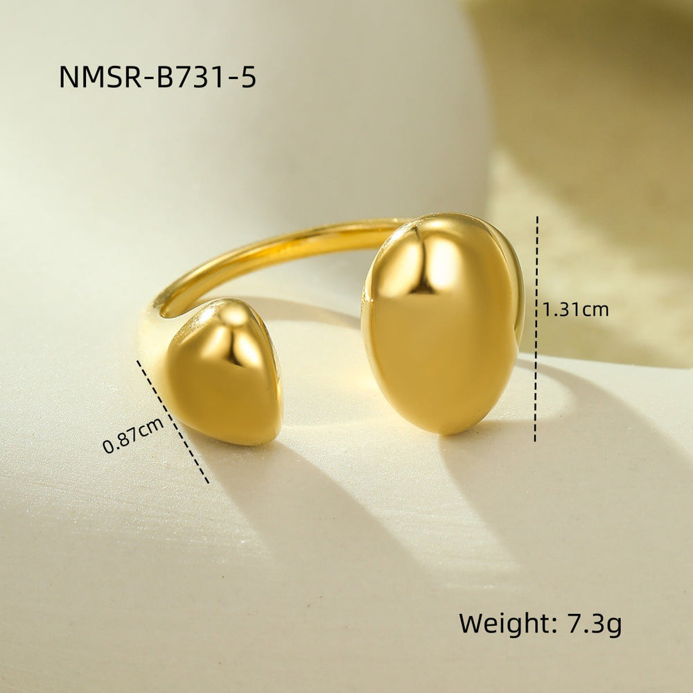 Niche High Grade Stainless Steel Ring Geometric Abstract Open Irregular Asymmetric Non Fading Titanium Steel Ring Ornament