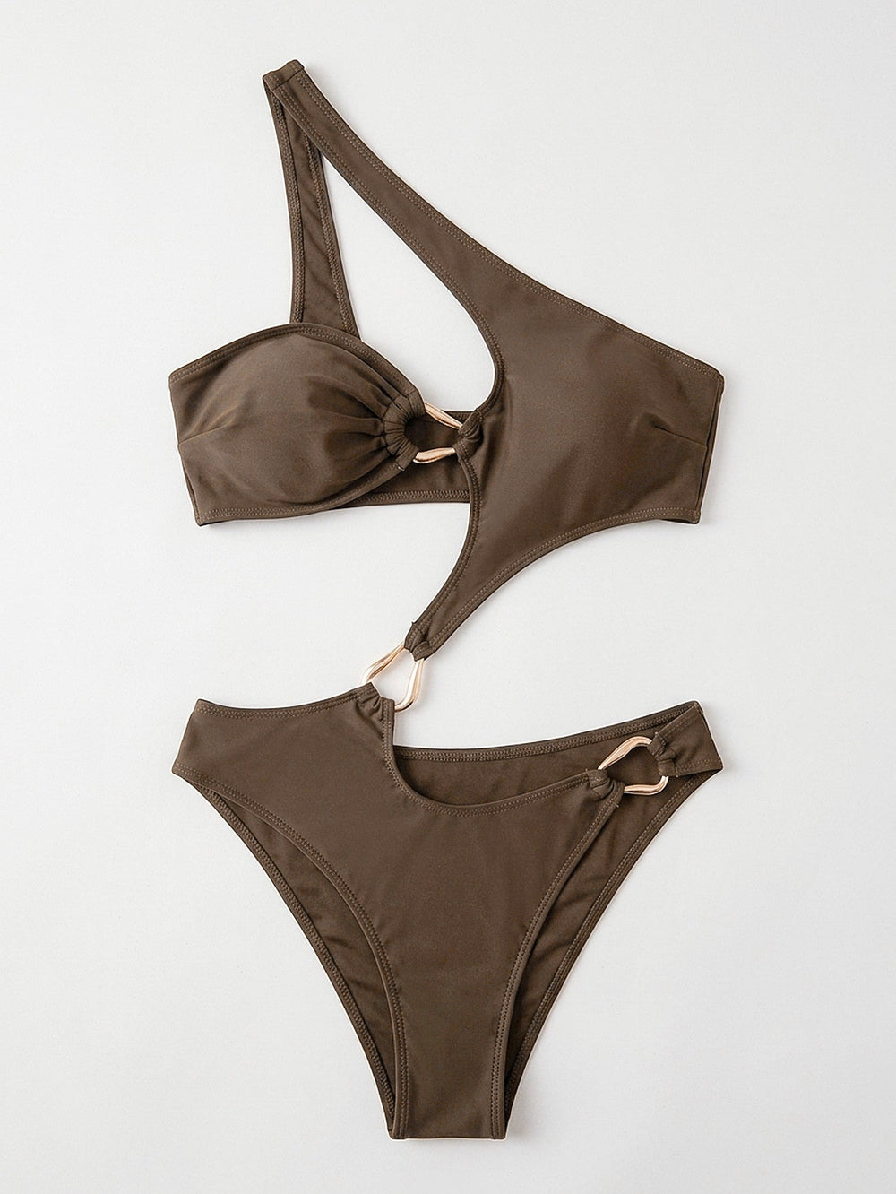 One Piece Swimsuit Solid Color One Piece Swimsuit Shoulder Asymmetric