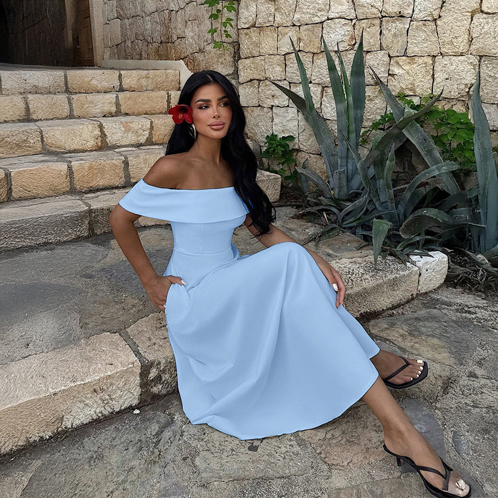 Women Spring Summer Dress Elegant Tube Top Maxi Dress