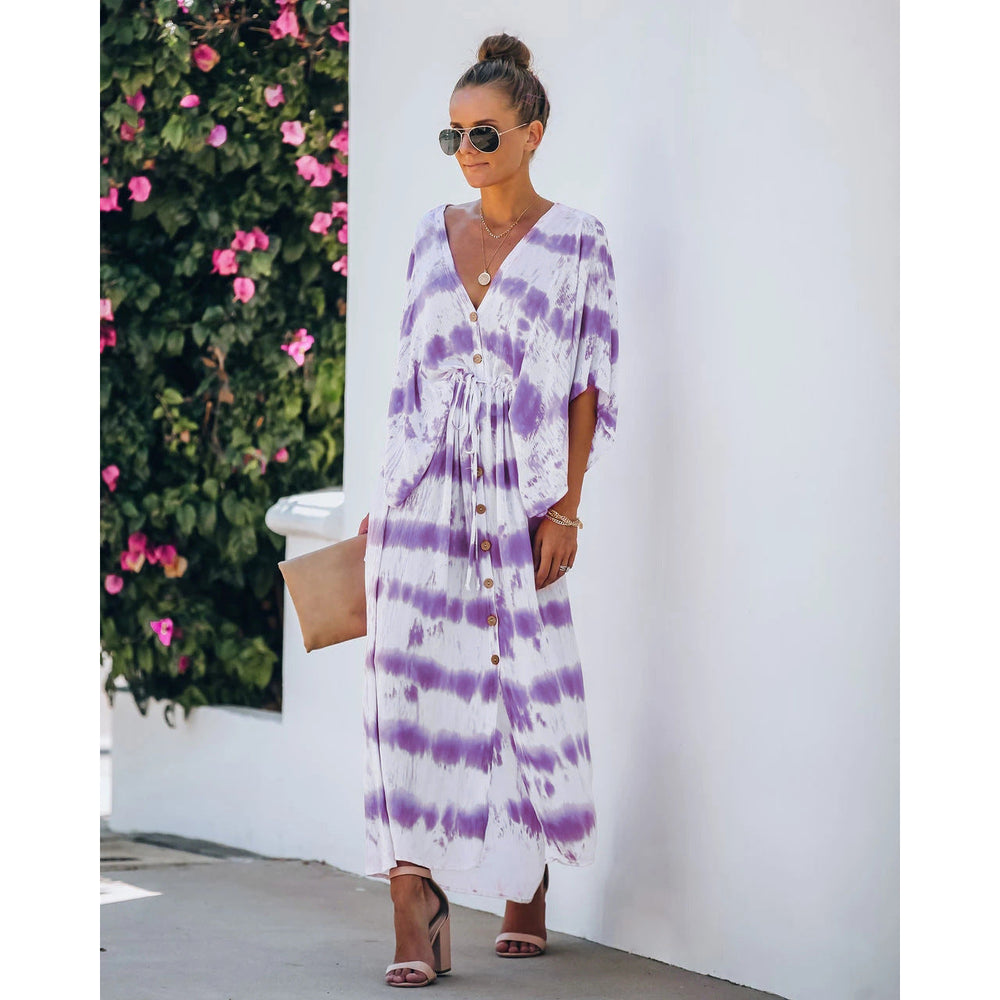 Spring Summer Lace Tie Dye Loose Dress Home Casual Dress