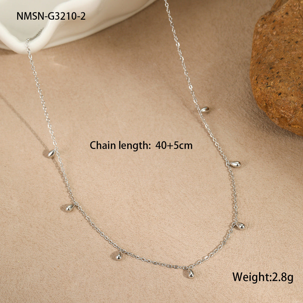 Minimalist Light Luxury Minority Titanium Steel Necklace Water Drop Tassel Clavicle Chain Plated 18K Advanced Sense Necklace Direct