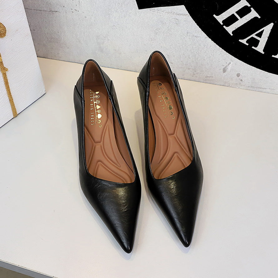 French Work Comfortable All Match Office Work Pointed High Heels Women Stiletto Heel Non Wear Feet Classy Shoes