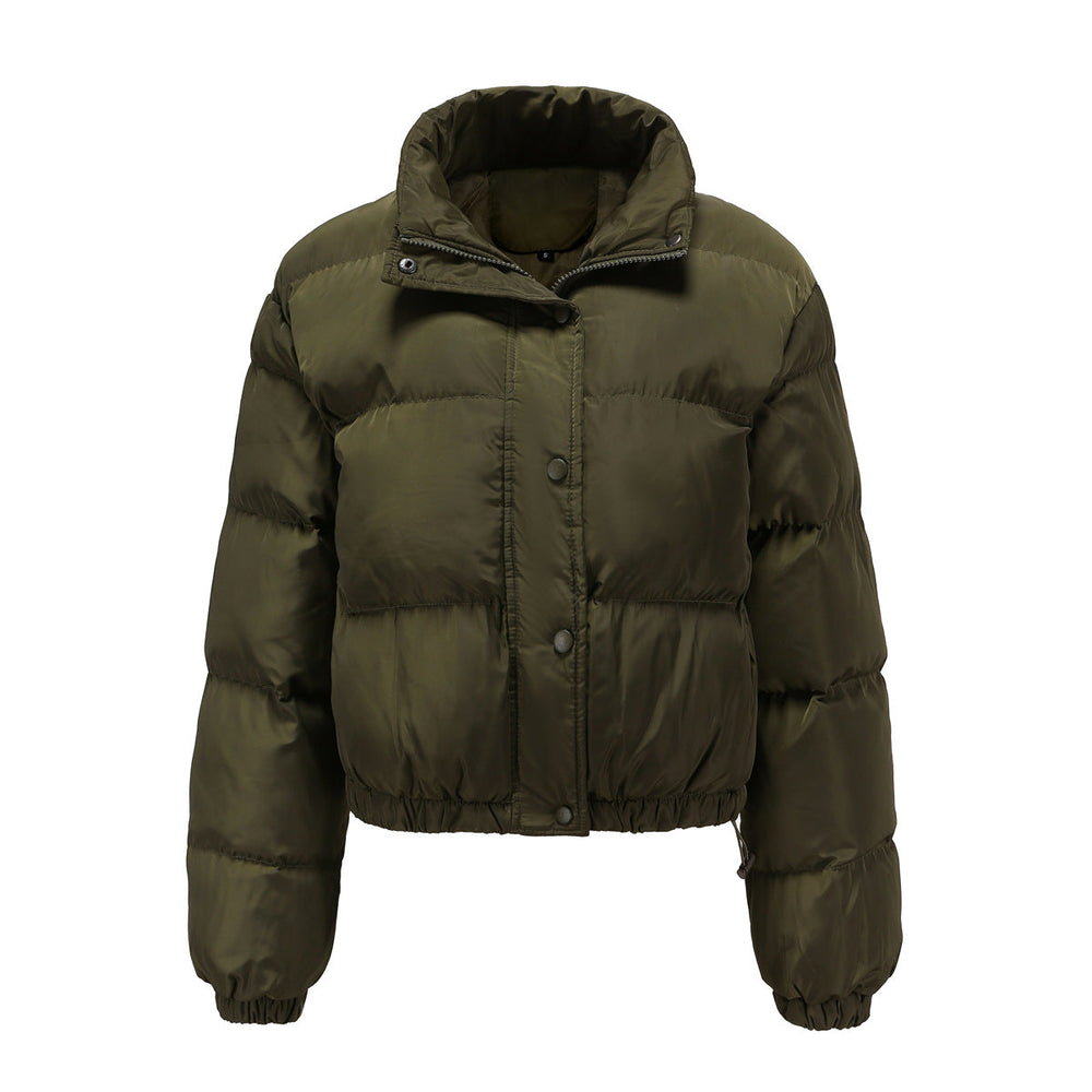 Autumn Winter Women Clothing Short Cotton Jacket Women Long Sleeve High Collar Warm Coat Loose Casual Cotton-Padded Clothes