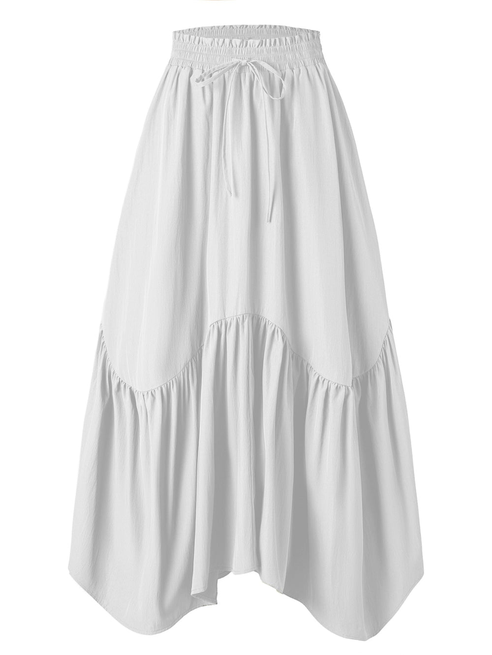 Women Wave Lace up Adjustable Skirt High Waist Elastic Large Swing Skirt Retro Long Skirt