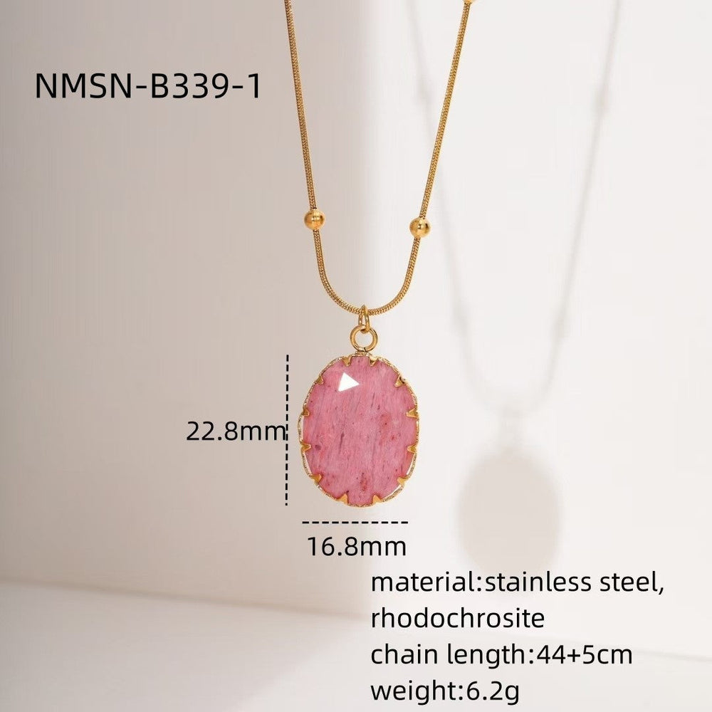 Arrival Rhodochrosite 18K Gold Titanium Steel Necklace for Women Affordable Luxury All Match High Sense Stainless Steel Embellished Accessories